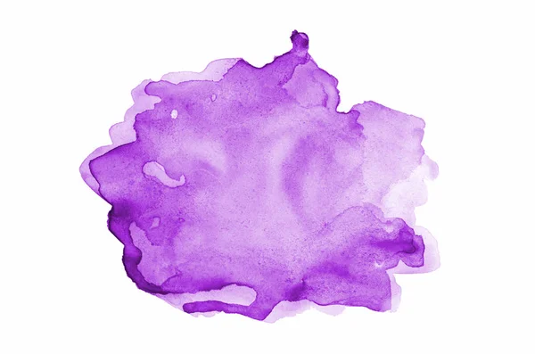 Abstraktes Aquarell-Hintergrundbild mit einem flüssigen Spritzer Aquarellfarbe, isoliert auf Weiß. violette Töne — Stockfoto