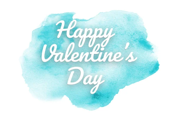 Abstract watercolor background image with a liquid splatter of aquarelle paint. Light blue tones. Happy Valentine Day — Stockfoto