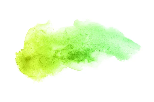 Абстрактне зображення акварельного фону з рідкою фарбою акварелі, ізольоване на білому. Зелені та жовті пастельні тони — стокове фото