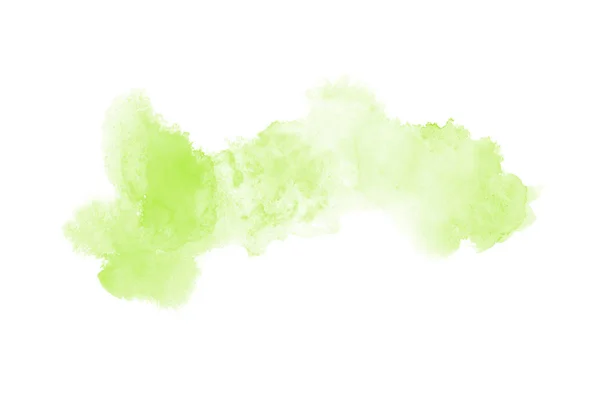 Abstract watercolor background image with a liquid splatter of aquarelle paint, isolated on white. Green tones — Stock Photo, Image