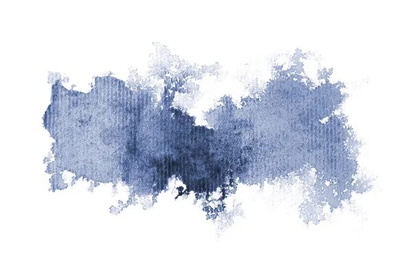 Abstract watercolor background image with a liquid splatter of aquarelle paint, isolated on white. Dark blue tones — Stock Photo, Image