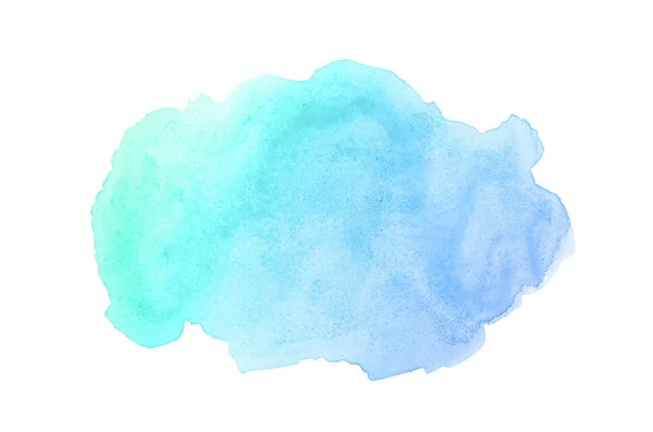 Abstract aquarel achtergrondafbeelding met een vloeibare Splatter van Aquarelle verf, geïsoleerd op wit. Blauwe en turquoise pasteltinten — Stockfoto