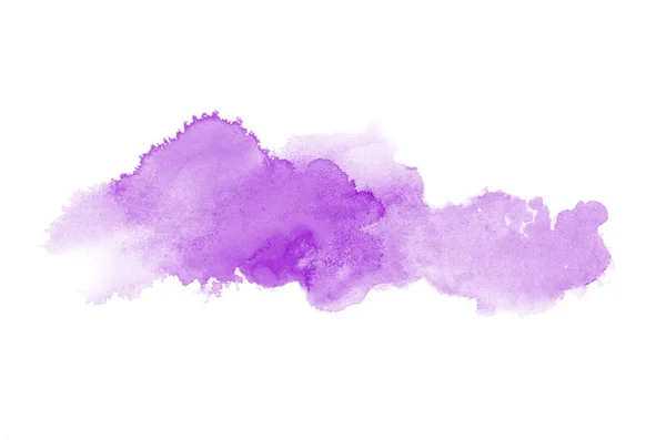 Abstraktes Aquarell-Hintergrundbild mit einem flüssigen Spritzer Aquarellfarbe, isoliert auf Weiß. violette Töne — Stockfoto