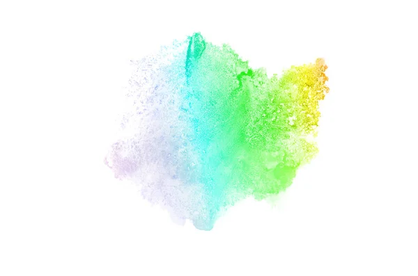 Imagen de fondo de acuarela abstracta con una salpicadura líquida de pintura acuarela, aislada en blanco. Tonos arco iris — Foto de Stock