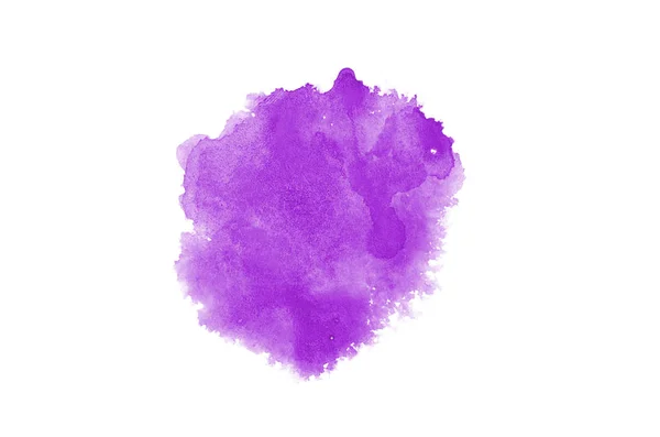 Abstraktes Aquarell-Hintergrundbild mit einem flüssigen Spritzer Aquarellfarbe, isoliert auf Weiß. violette Töne — Stockfoto