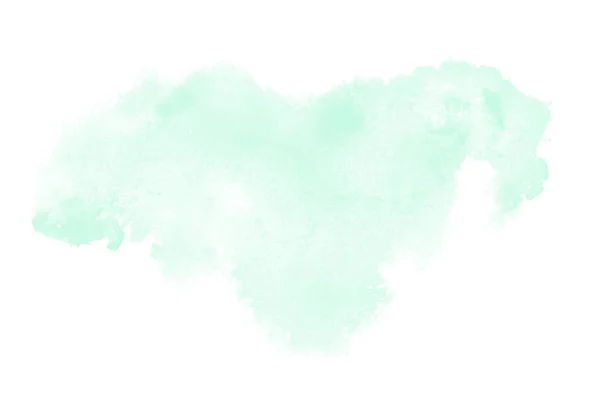 抽象水彩背景图像与水彩漆的液体飞溅，在白色上隔离。绿松石色调 — 图库照片
