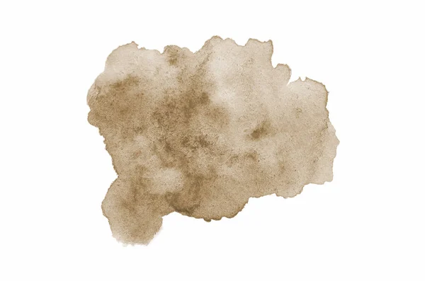 Image abstraite de fond aquarelle avec une éclaboussure liquide de peinture aquarelle, isolée sur blanc. Tons marron — Photo