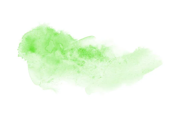 Image abstraite de fond aquarelle avec une éclaboussure liquide de peinture aquarelle, isolée sur blanc. Des tons verts — Photo