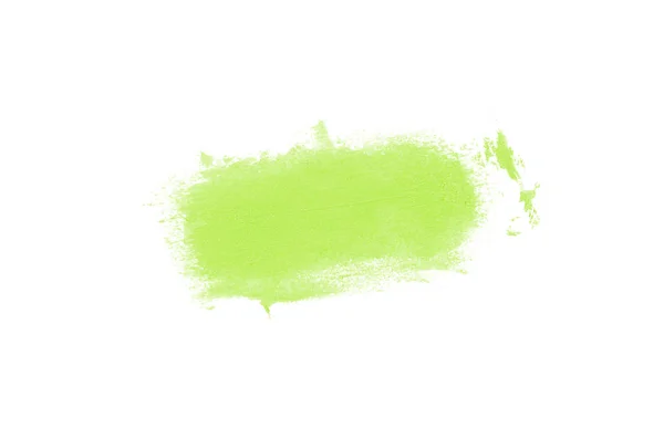 Smear en textuur van lippenstift of acrylverf geïsoleerd op witte achtergrond. Licht groene kleur — Stockfoto