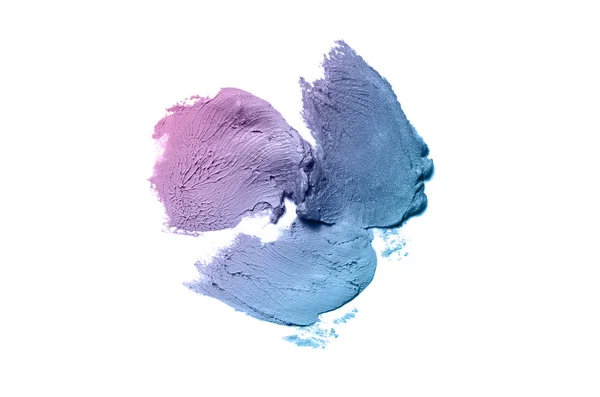 Smear ve ruj veya akrilik boya beyaz arka plan üzerinde izole doku. Mor mavi renk — Stok fotoğraf