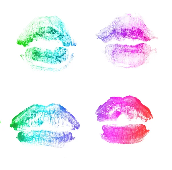 Vrouwelijke lippen lipstick kiss print set voor Valentijn dag geïsoleerd o — Stockfoto