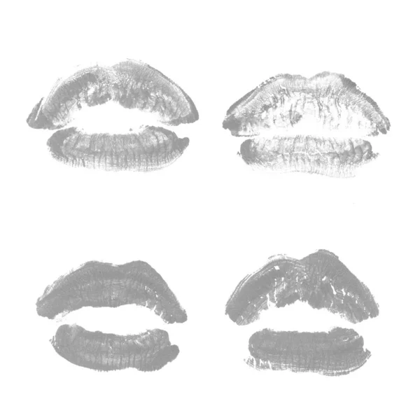 Weibliche Lippen Lippenstift-Kuss-Print-Set für den Valentinstag isoliert o — Stockfoto