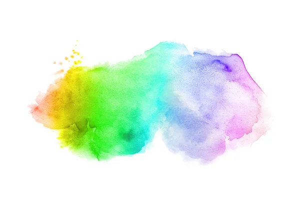 Imagem de fundo aquarela abstrata com um respingo líquido de tinta aquarelle, isolado em branco. Tons de arco-íris — Fotografia de Stock