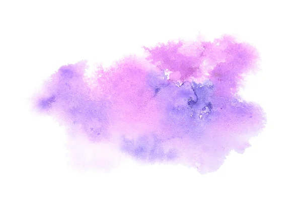 Imagem de fundo aquarela abstrata com um respingo líquido de tinta aquarelle, isolado em branco. Tons roxos — Fotografia de Stock