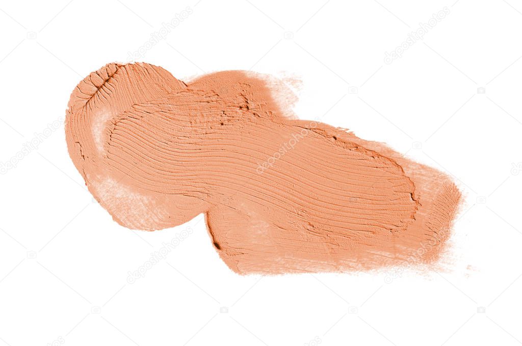 Smear and texture of lipstick or acrylic paint isolated on white