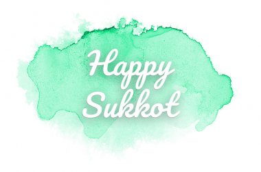 Kova boyası sıvı bir sıçrama ile soyut suluboya arka plan görüntüsü. Turkuaz tonları. Mutlu Sukkot