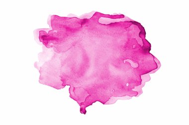 Beyaz üzerine izole edilmiş, sıvı bir kova boyası ile soyut suluboya arka plan görüntüsü. Pembe tonları