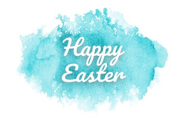 Kova boyası sıvı bir sıçrama ile soyut suluboya arka plan görüntüsü. Açık mavi tonları. Mutlu paskalya