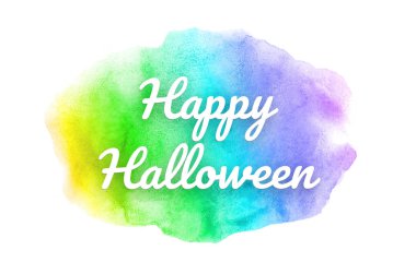 Abstract watercolor background image with a liquid splatter of aquarelle paint. Rainbow tones. Happy halloween