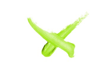 Parlak sıvı ruj smear onay işareti beyaz izole. ışık