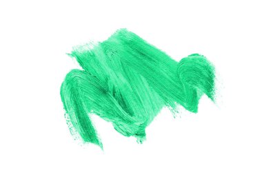 Smear ve ruj veya akrilik boya beyaz arka plan üzerinde izole doku. Lipgloss veya sıvı oje leke örneği inme. Güzellik kozmetik tasarım için eleman. Turkuaz renk