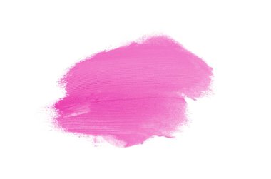 Smear ve ruj veya akrilik boya beyaz arka plan üzerinde izole doku. Lipgloss veya sıvı oje leke örneği inme. Güzellik kozmetik tasarım için eleman. Pembe renk