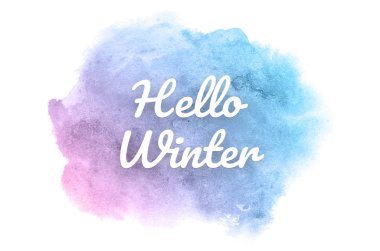 Kova boyası sıvı bir sıçrama ile soyut suluboya arka plan görüntüsü. Pembe ve mavi pastel tonları. Merhaba kış