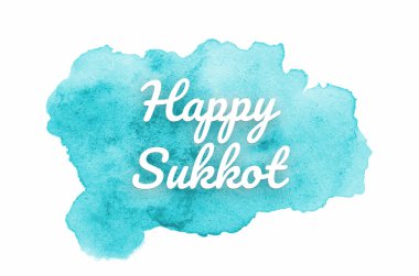 Kova boyası sıvı bir sıçrama ile soyut suluboya arka plan görüntüsü. Açık mavi tonları. Mutlu Sukkot