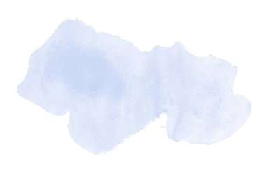 Beyaz üzerine izole edilmiş, sıvı bir kova boyası ile soyut suluboya arka plan görüntüsü. Mavi tonları