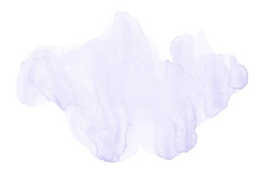 Beyaz üzerine izole edilmiş, sıvı bir kova boyası ile soyut suluboya arka plan görüntüsü. Menekşe tonları