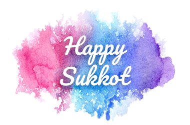 Abstract watercolor background image with a liquid splatter of aquarelle paint. Cold tones. Happy Sukkot