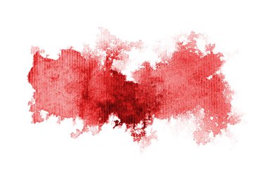 Aquarelle boya, üzerinde beyaz izole bir sıvı sıçrama ile suluboya arka plan görüntüsü. Kırmızı tonları