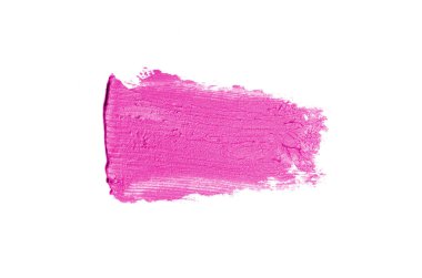 Smear ve ruj veya akrilik boya beyaz arka plan üzerinde izole doku. Lipgloss veya sıvı oje leke örneği inme. Güzellik kozmetik tasarım için eleman. Pembe renk