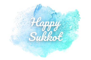 Kova boyası sıvı bir sıçrama ile soyut suluboya arka plan görüntüsü. Mavi ve turkuaz pastel tonları. Mutlu Sukkot
