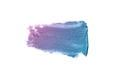 Smear ve ruj veya akrilik boya beyaz arka plan üzerinde izole doku. Mor mavi renk