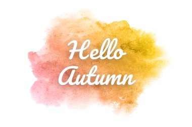 Kova boyası sıvı bir sıçrama ile soyut suluboya arka plan görüntüsü. Pembe ve sarı tonları. Merhaba sonbahar