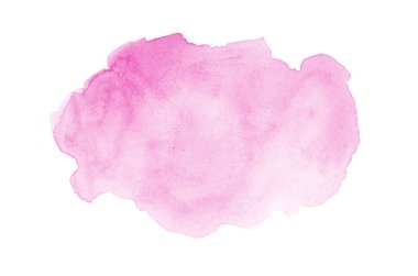 Beyaz üzerine izole edilmiş, sıvı bir kova boyası ile soyut suluboya arka plan görüntüsü. Pembe tonları