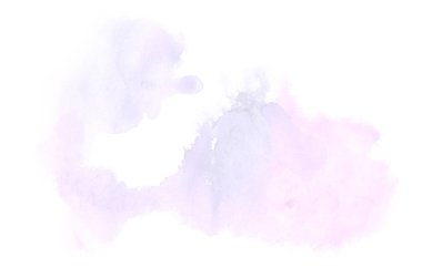 Beyaz üzerine izole edilmiş, sıvı bir kova boyası ile soyut suluboya arka plan görüntüsü. Mor tonları