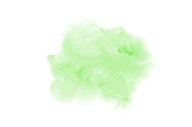 Beyaz üzerine izole edilmiş, sıvı bir kova boyası ile soyut suluboya arka plan görüntüsü. Yeşil tonları