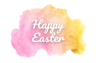 Kova boyası sıvı bir sıçrama ile soyut suluboya arka plan görüntüsü. Pembe ve sarı tonları. Mutlu paskalya