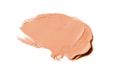 Smear ve ruj veya akrilik boya beyaz arka plan üzerinde izole doku. Turuncu renk