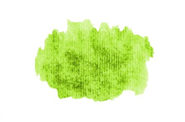 Beyaz üzerine izole edilmiş, sıvı bir kova boyası ile soyut suluboya arka plan görüntüsü. Açık yeşil tonları
