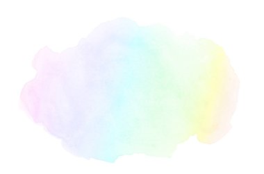 Beyaz üzerine izole edilmiş, sıvı bir kova boyası ile soyut suluboya arka plan görüntüsü. Gökkuşağı tonları