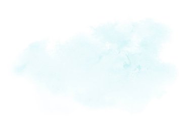 Beyaz üzerine izole edilmiş, sıvı bir kova boyası ile soyut suluboya arka plan görüntüsü. Açık mavi tonları