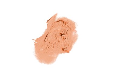 Smear ve ruj veya akrilik boya beyaz arka plan üzerinde izole doku. Lipgloss veya sıvı oje leke örneği inme. Güzellik kozmetik tasarım için eleman. Turuncu renk