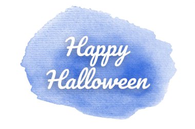 Kova boyası sıvı bir sıçrama ile soyut suluboya arka plan görüntüsü. Mavi tonları. Cadılar Bayramınız Kutlu Olsun