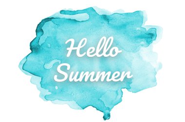 Kova boyası sıvı bir sıçrama ile soyut suluboya arka plan görüntüsü. Açık mavi tonları. Merhaba yaz