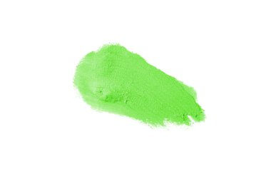 Smear ve ruj veya akrilik boya beyaz arka plan üzerinde izole doku. Lipgloss veya sıvı oje leke örneği inme. Güzellik kozmetik tasarım için eleman. Yeşil renk