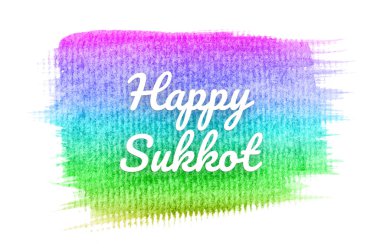 Abstract watercolor background image with a liquid splatter of aquarelle paint. Rainbow tones. Happy Sukkot