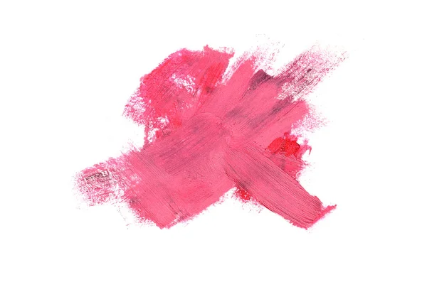 Spalmare e consistenza di rossetto o vernice acrilica isolata su bianco — Foto Stock